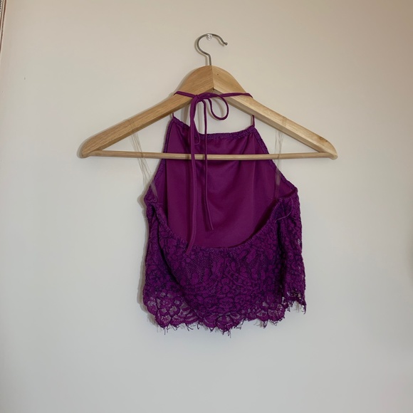 PacSun purple laced cropped halter top - Picture 2 of 3